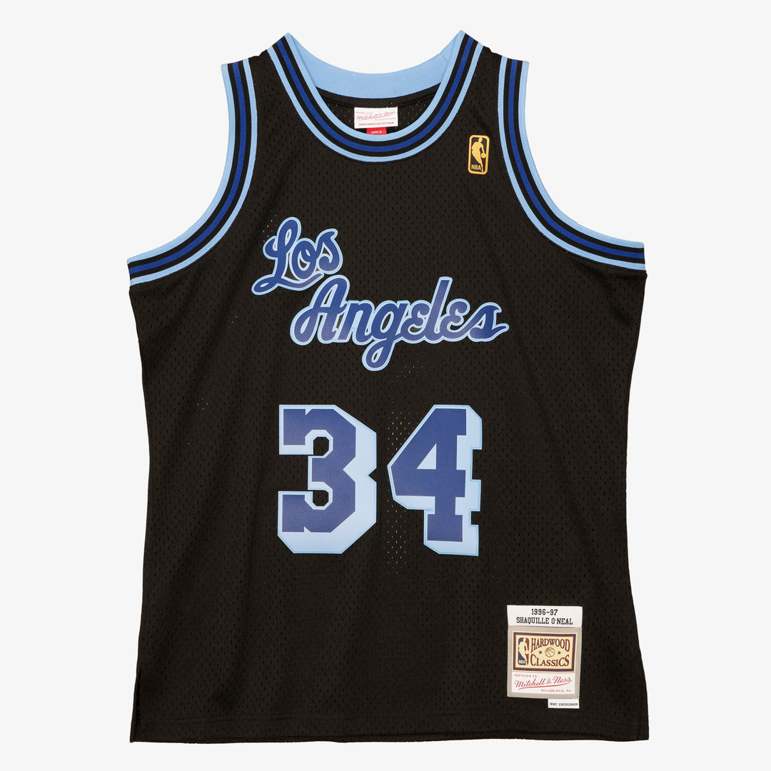 Los Angeles Lakers Mitchell & Ness Shaquille O'Neal Black #34 1996-97 Hardwood Classics Reload 2.0 Swingman Jersey