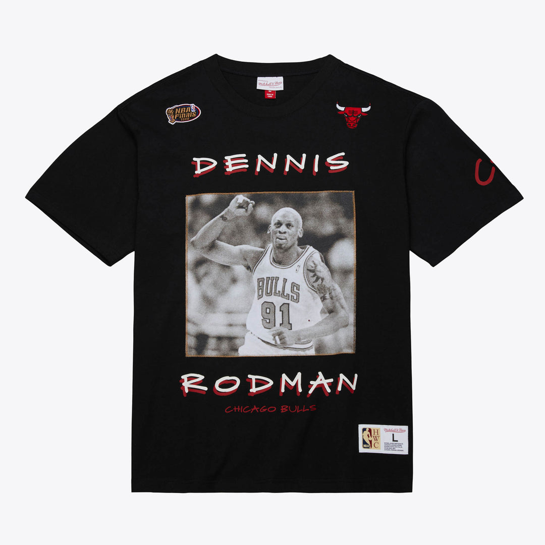 Chicago Bulls Mitchell & Ness NBA Heavyweight Premium Player Tee Vintage Logo Bulls  Dennis Rodman
