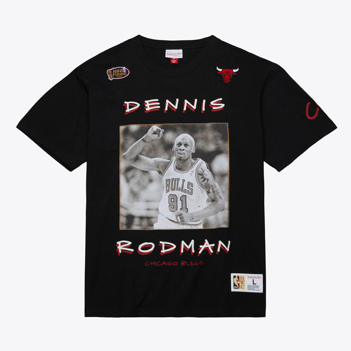 Chicago Bulls Mitchell & Ness NBA Heavyweight Premium Player Tee Vintage Logo Bulls  Dennis Rodman