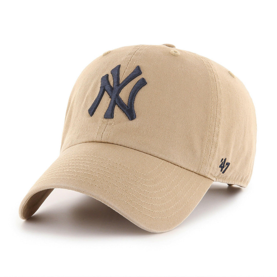 New York Yankees 47 Brand Clean Up Adjustable Hat — Khaki/Navy — front