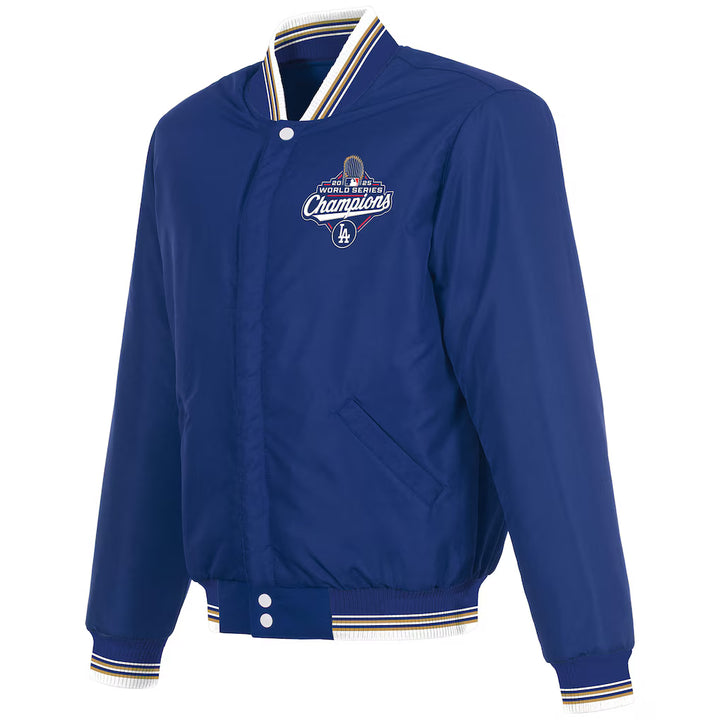 Los Angeles Dodgers JH Design 2025 World Series Champions Reversible Varsity Full-Snap Jacket - Royal/White